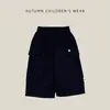 Pantalones de Trabajo Lisos Unisex para Primavera y Otoño Estilo Coreano para Niños Cintura Elástica Bolsillos Grandes Pantalones Largos Versátiles Casuales para Bebés y Niños Pequeños