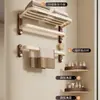 Toallero plegable de madera de nogal, estante de almacenamiento para baño sin taladro, toallero de baño, organizador de baño, venta al por mayor para proyectos hoteleros