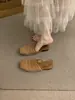 Primer Encuentro con el Nuevo Estilo de la Temporada: Sandalias de Mujer con Tacón Grueso, Punta Baja, Tejido de Paja, Talón Abierto, Suela Plana y Tira Única para Verano 2026