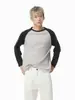 Mtlclothes Roupa Masculina Estilo Coreano Gola Redonda Cor Contrastante Retalhos Raglan Malha Camiseta Básica Confortável Casual Top Tendência