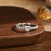 Anillo Transfronterizo de Plata de Ley S925 para Mujer, Lujo Ligero Europeo y Americano, Simple Anillo de Diamante de Quilates con Forma de Corazón de Zircón Rosa Joyería