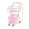 Carrinho de Compras Dupla Camada para Supermercado, Carrinho para Shoppings, Lojas de Conveniência, Ktv, Barracas de Rua, Carrinho de Compras Popular Online de Pegar Bonecos Atacado