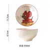 Tazón de Arroz de Color Bajo Esmalte Co-Branded de Tom y Jerry Dibujos Animados Lindo Cerámica Seguro para el Hogar y Resistente a Altas Temperaturas Vajilla para Niños