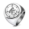 Anillo Redondo de Acero Inoxidable con Grabado Láser de Estrella de Doce Puntas Patrón Misterioso, Best-Seller Transfronterizo Europeo y Americano en Amazon, Ronda de 22mm para Mujeres
