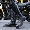 Botas Martin para hombre, botas altas largas, botas de trabajo, botas de cuero para motocicleta, botas de otoño, zapatos de hombre, botas impermeables de talla grande