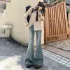 2026 Pantalones de Campana de Cintura Baja Estilo Retro Americano Chica Picante Moda Versátil Adelgazantes de Longitud al Suelo Jeans Pantalones Largos para Mujer Extra Largos