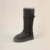 Botas de neve de cano alto, reversíveis e estilosas para mulheres, com sola grossa, novo estilo de inverno 2026, forradas com fleece e com acolchoamento de algodão, botas de algodão de cano longo
