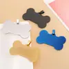 Venta directa placa de identificación para perro con forma de hueso, placa de identificación negra lisa, collar con colgante liso grabado, regalo, accesorio pequeño anti-pérdida, personalizable