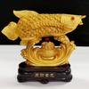 Par de peces dragón dorados de la suerte para decorar la sala de estar, resina, arena, oro, artesanías, decoración, tienda, regalo de apertura
