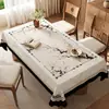 Nuevo mantel vintage estilo chino con hojas de bambú, mantel rectangular para comedor, mantel para mesa de café, impermeable y a prueba de aceite, mantel de alta gama para mesa de comedor