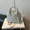 Bolsa Tote Textura Moda Concha para Mulheres Bolsa Xadrez Embossado 2026 Nova Bolsa Simples Casual de Ombro Transversal