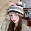 Gorro de Punto Color Block Estilo Japonés con Orejas de Gato Lindas Versátil Gorro de Lana para Otoño e Invierno Protección contra el Frío y Calidez Gorro para Proteger los Oídos para Mujer