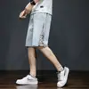Pantalones cortos de mezclilla para hombre, verano finos holgados bordados hasta la rodilla, de trabajo modernos, versátiles casuales de longitud media