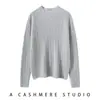 Nuevo jersey de color liso para otoño e invierno, simple y elegante, casual para mujer, 100% cachemira pura, tejido, base, camisa, a la moda