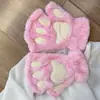Guantes de Pata de Gato, Guantes sin Dedos de Pata de Oso, Guantes de Felpa de Medio Dedo Lindos para Mujer, Guantes Gruesos de Forro Polar Colgantes para el Cuello, Guantes Cálidos de Dibujos Animados
