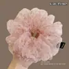 Goma para el pelo de malla floral rosa para mujer, accesorio de alta gama para moños y coletas bajas