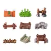 Tablero de madera creativo de paisaje en miniatura, valla de piedra y puente corto - Accesorios decorativos DIY para paisajismo de jardinería, pequeños adornos para terrarios