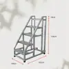 Escada de Degraus Espessada para Armazém, Casa e Uso Industrial, com Corrimãos, Três ou Quatro Degraus, com Rodas, Escada de Escalada Móvel