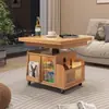 Mesa de canto multifuncional para sala de estar, mesa de centro com altura ajustável, carrinho móvel, mesa de chá, sofá, mesa de jantar dobrável em madeira maciça, de uso duplo