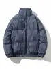 Chaqueta de Algodón con Cuello Alto y Estampado de Letras de Pana para Hombre, Nuevo Estilo de Invierno, Chaqueta Acolchada Gruesa Cálida Holgada Casual, Moderna