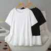 [Especial] 2026 Nuevo Estilo de Verano para Mujer Tallas Grandes Reductor de Edad Dulce Camiseta de Manga Corta con Dobladillo Fruncido 0097