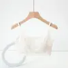 Camisola corta de cuello en U de Lyocell con copas incorporadas para mujer, adecuada para el verano, Top de tubo blanco