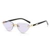 Nuevas Gafas de Sol con Borde Cortado de Moda Europeas y Americanas Montura Ovalada Distintiva Gafas de Sol Sin Montura para Chicas Populares Hip Hop Gafas de Sol Transfronterizas
