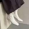 Botines Elásticos Retro de Punta Cuadrada Adelgazantes Comercio Exterior Transfronterizo Talla Grande Botas Cortas de Tacón Grueso Cuatro Estaciones para Viajar Piel Suave Tallas 34 a 42 para Mujer