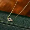 Collar Ojo de Diablo Fangxing para Mujer Plata de Ley S925 Moda Francesa Lujo Ligero Ojos Azul Frío Colgante Cadena para Clavícula