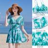 Nuevo traje de baño para mujer personalizado estilo pintura al óleo retro estampado traje de baño de una pieza cintura alta adelgazante espalda descubierta almohadilla en el pecho falda de natación