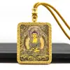 Pingente Tanka Dourado Meio Pintado à Mão, Oito Budas Guardiões, Pingente Tanka do Buda do Nascimento, Colar Tanka Portátil Atacado