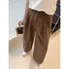 ¡Pantalones de Alta Gama Sin Preocupaciones Transfronterizos 2025! Pantalones Rectos de Algodón Lavado de Alto Recuento de Hilos, Pantalones Casuales Sueltos de Pierna Ancha