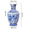 Vaso de cerâmica azul e branco de Jingdezhen com dragão, decoração de chão, vaso de flores de porcelana estilo chinês pintado à mão, ornamento vintage