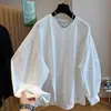 Camisa Chic de Estilo Europeo con Abertura para Mujer, Nueva Colección Primavera y Otoño 2026, Talla Grande, Blusa Casual Elegante de Cuello Redondo para Mujeres de Tallas Grandes