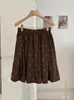 Falda midi plisada de pana de lunares KEKEZOON para mujer, falda retro de otoño de cintura alta, adelgazante, línea A 8984