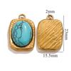 Estilo ins novo simples pingente quadrado de aço inoxidável turquesa colar Maillard pingente de joia de personalidade atacado