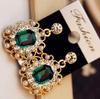 B051 Taobao mais vendido moda retrô gema cristal brilhante quadrado brincos brincos brincos joias