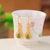 Um Veado Prata S925 Prata Esterlina Banhado A Ouro Hotan Jasper Cabaça Pipa Nova Moda Chinesa Moda Personalizada Orelha Gancho Eardrop