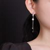 Pendientes elegantes de plata de ley S925 con diseño de ciervo, perlas de agua dulce, estilo vintage, con borlas y cuentas redondas.