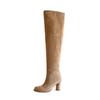 Botas Largas Vintage para Mujer 2025 Nuevo Otoño Invierno Tacón Alto Pequeñas Elásticas Hasta la Rodilla Caídas Estilo Melad