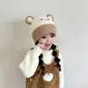 Gorro de Lana para Niños Otoño e Invierno Lindo Dibujo Animado Protección para los Oídos Gorro de Punto Tejido para Bebé Niños y Niñas Gorro Cálido de Felpa