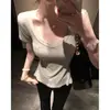 Top de manga corta con cuello en V estilo coreano, diseño elegante, para verano, entallado a la cintura, adelgazante, tacto frío, piel de hielo