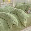 Conjunto de Cuatro Piezas de Tafetán Polar de Invierno Engrosado Cálido Manta de Polar de Leche Polar de Coral Conjunto de Tres Piezas para Cama de Dormitorio de Estudiante