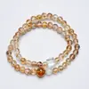 Pulseira de Cristal Natural Laranja Dourado Bolha com Folha de Ouro Koi Cristal Branco para Mulheres, Pulseira Versátil para Presente Atacado