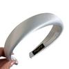 Diadema de Satén Brillante Color Crema Simple Versátil Parte Superior Alta de la Cabeza Ancha Lateral Tarjeta para el Cabello Dulce Elegante Ocasión