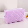 Bolsa de Cosméticos Acolchada de Pana, Bolsa de Almacenamiento de Viaje para Mujer, Neceser para Productos de Cuidado de la Piel, Bolsa de Almacenamiento Suave de Gran Capacidad Simple