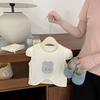 Camiseta de Verano de Manga Corta para Niñas 2025 Nuevo Estilo Bebé Lindo Estampado de Dibujos Animados Delgada Bebé Top Combinable con Todo
