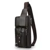 Bolsa de Cintura Masculina 2026 Textura de Couro Bolsa de Cintura de Grande Capacidade Multifuncional Impermeável Resistente ao Desgaste Compartimento Único Mochila Transversal