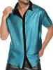 Camisa Formal para Hombre 2025 Camisa Lentejuelas Abotonada Fiesta Disco Años 70 Disfraz Cosplay Xuanzi