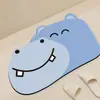 Alfombra de Piso de Baño de Barro de Diatomeas con Animales de Dibujos Animados, Alfombrilla Antideslizante Absorbente para Pies de Oso y Hipopótamo Lindos, Alfombra de Entrada de Baño